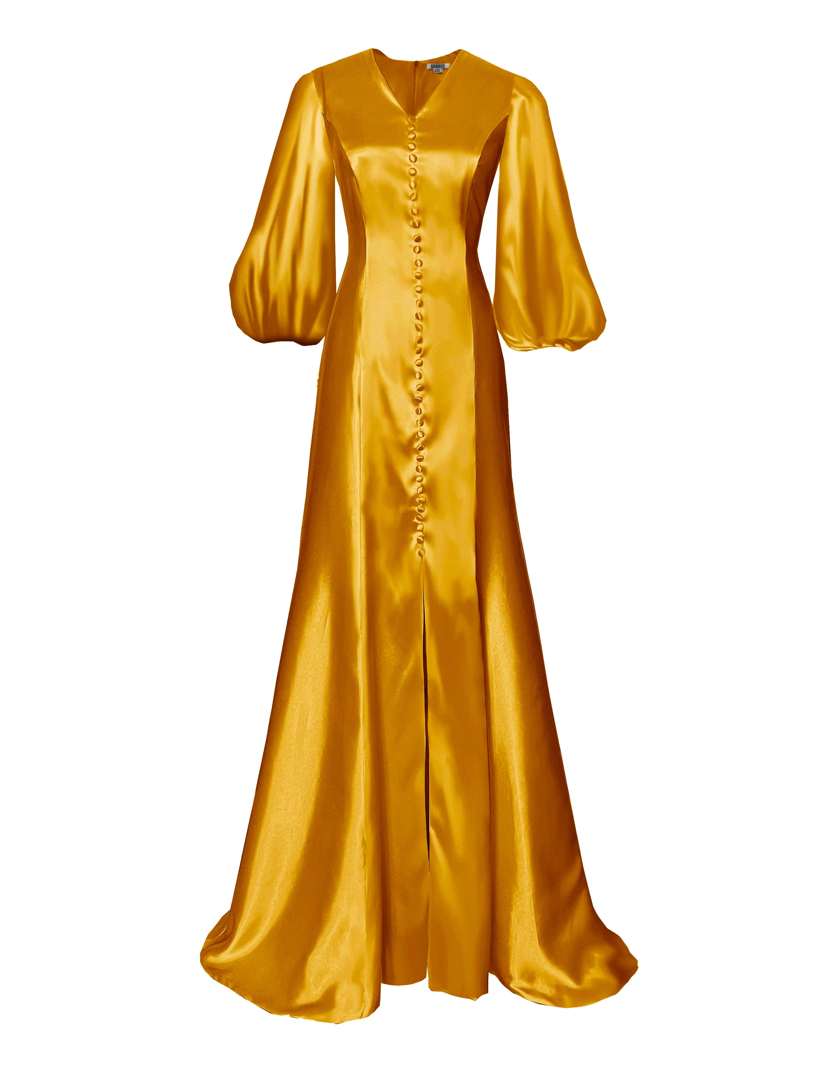 Dawn Satin Gown with 3/4  Balloon Sleeves