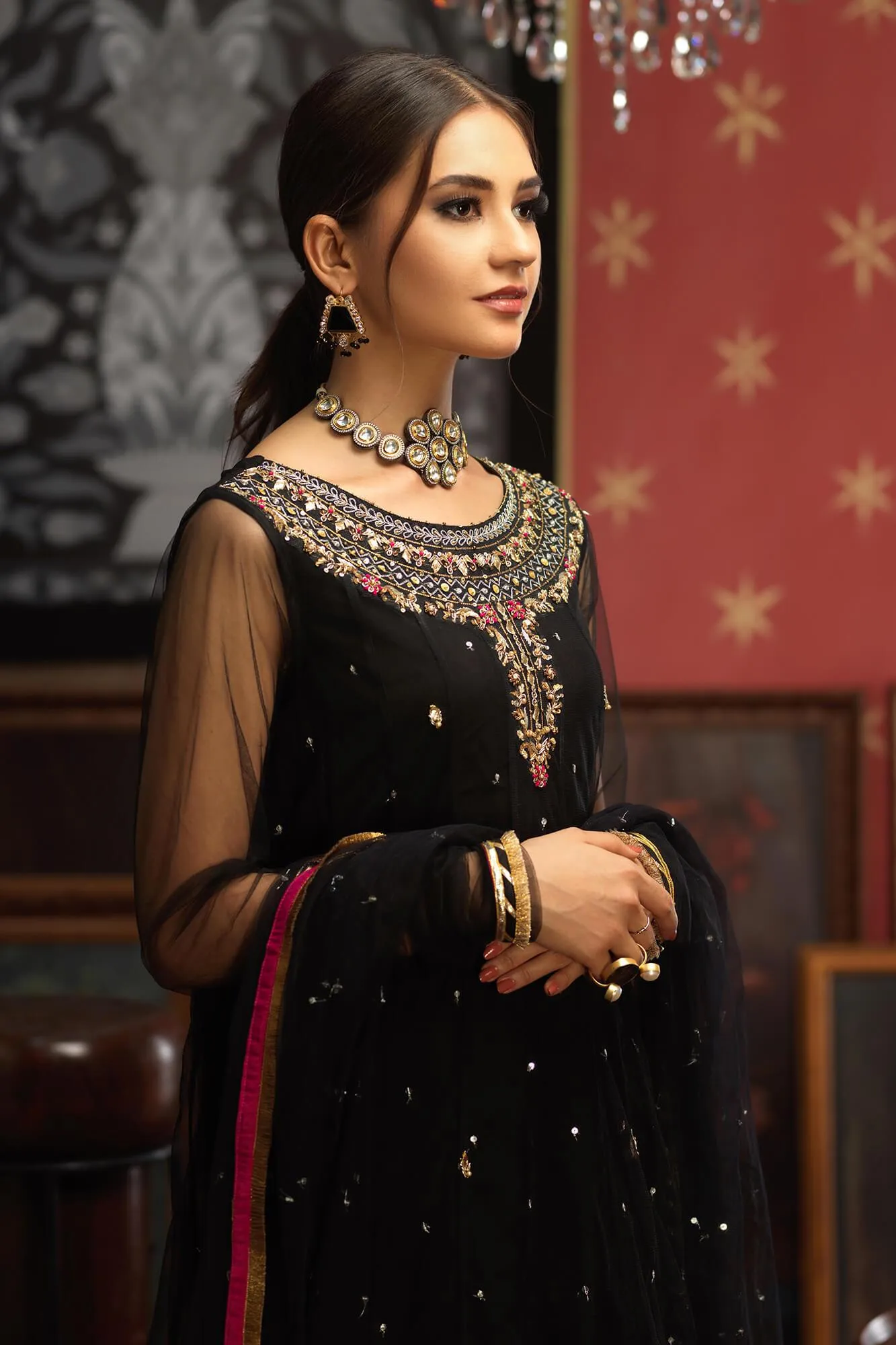 Designer Black Lehenga Frock Pakistani Eid Dresses