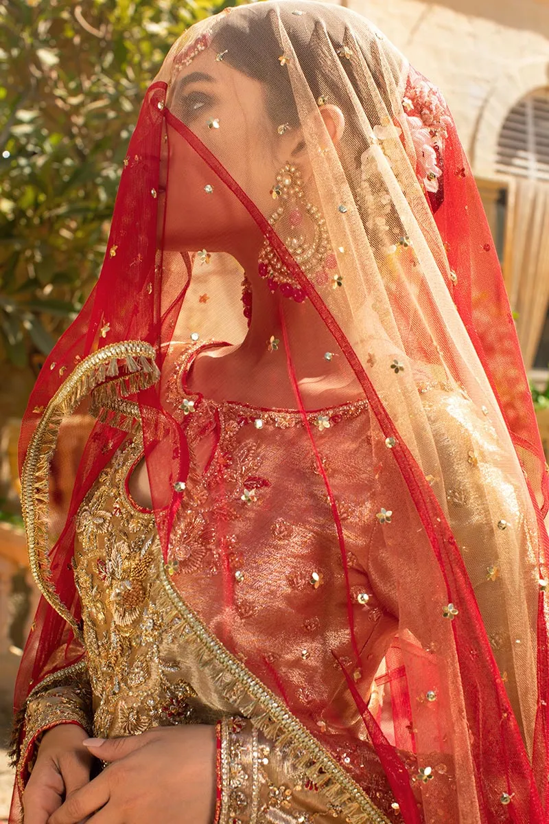 Designer Golden Lehenga with Maroon Dupatta #BN1260
