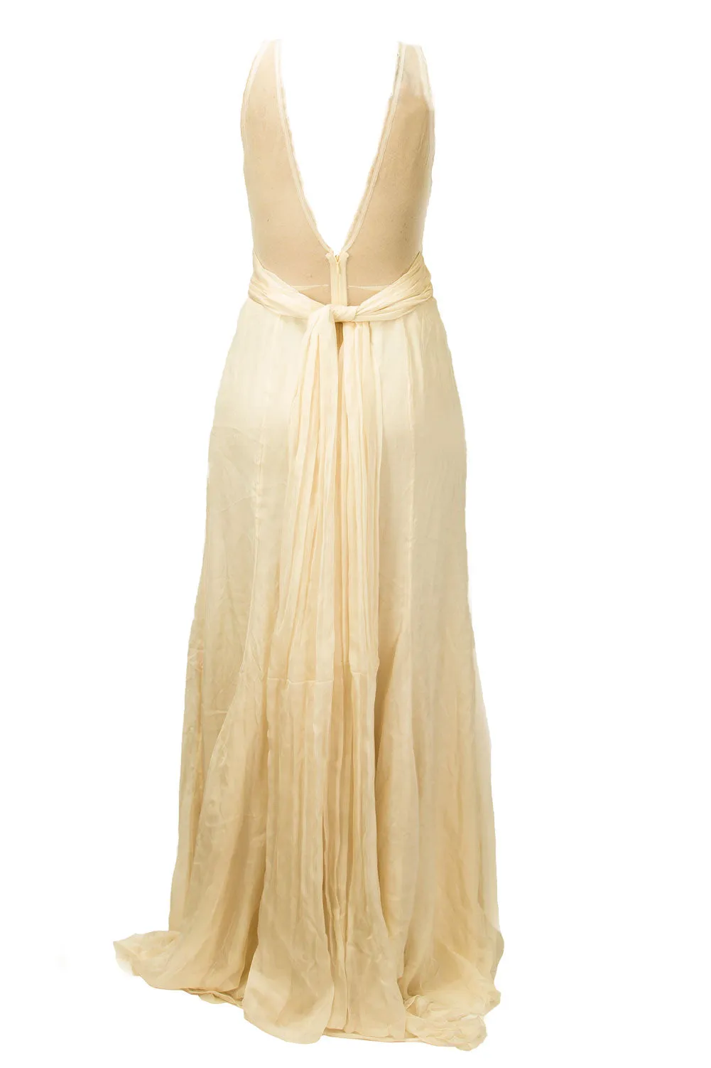 Dolce & Gabbana Deep V Evening Gown IT 42 Powder