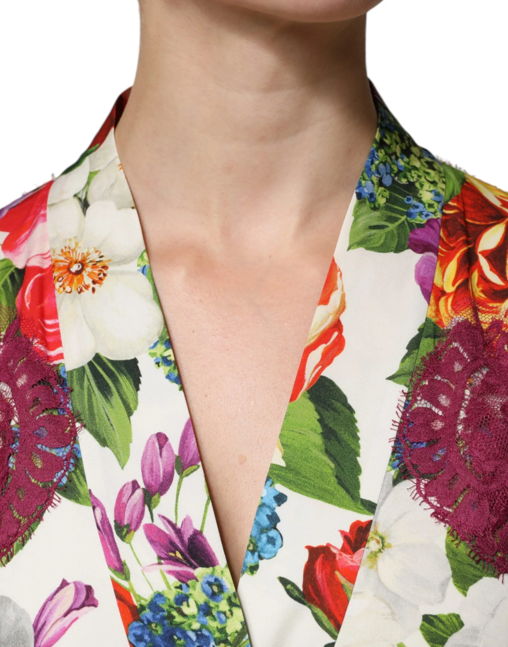Dolce&Gabbana Women Multicolor Dress Silk Floral Print Maxi Kaftan Gown IT 38 XS