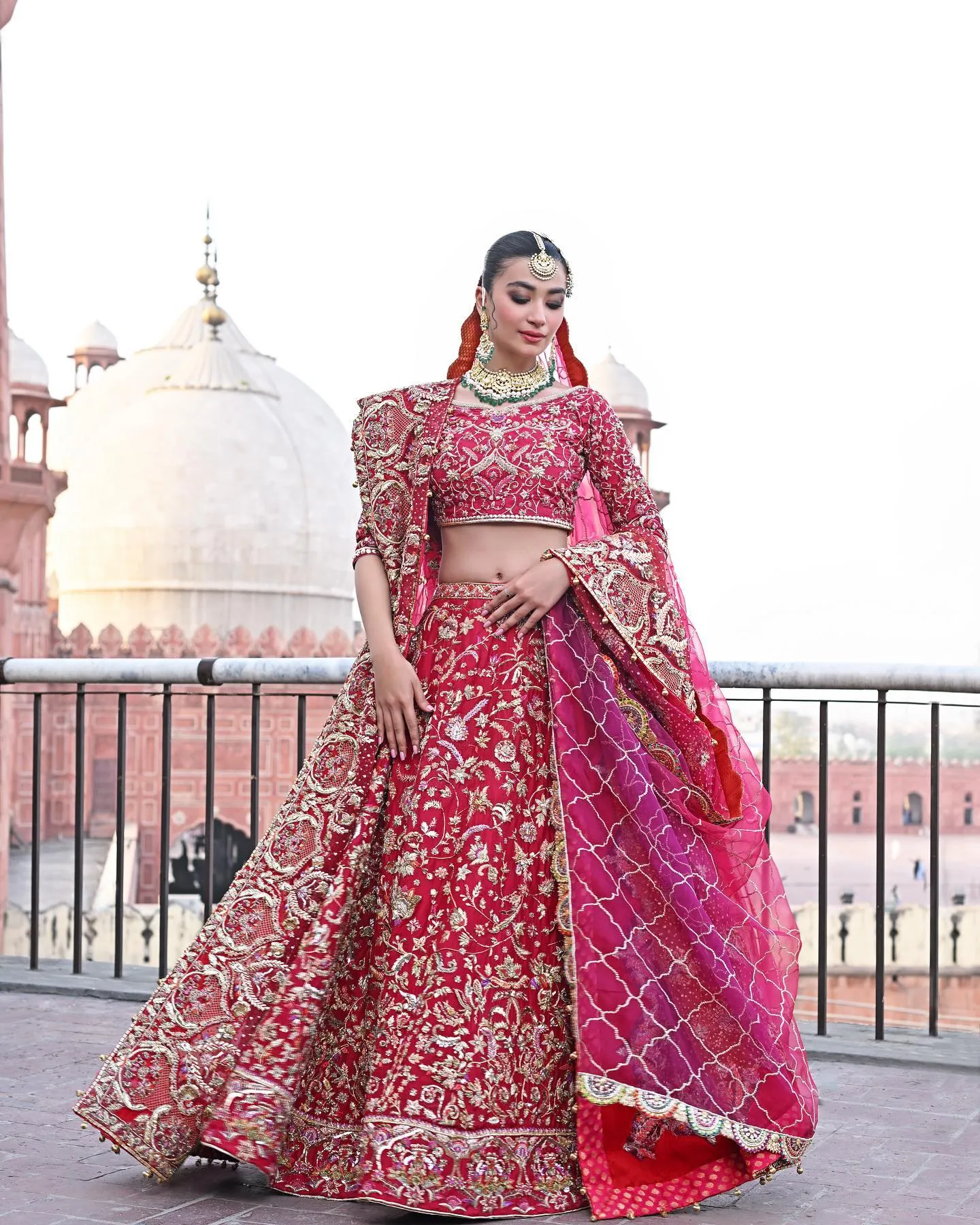 Embellished Pakistani Bridal Lehenga Choli and Dupatta