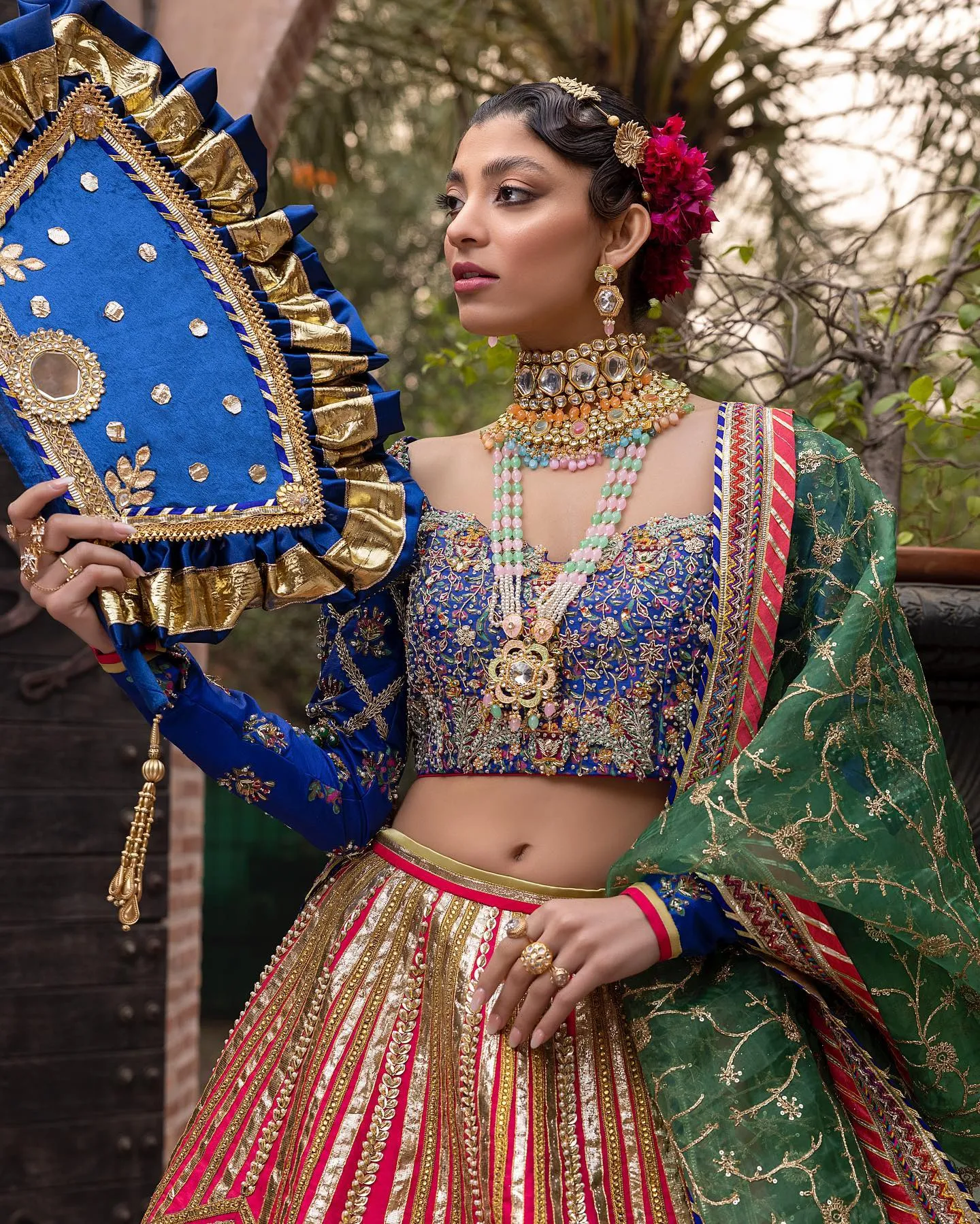 Embellished Pink Garchola Lehenga Choli Dress #BN1274