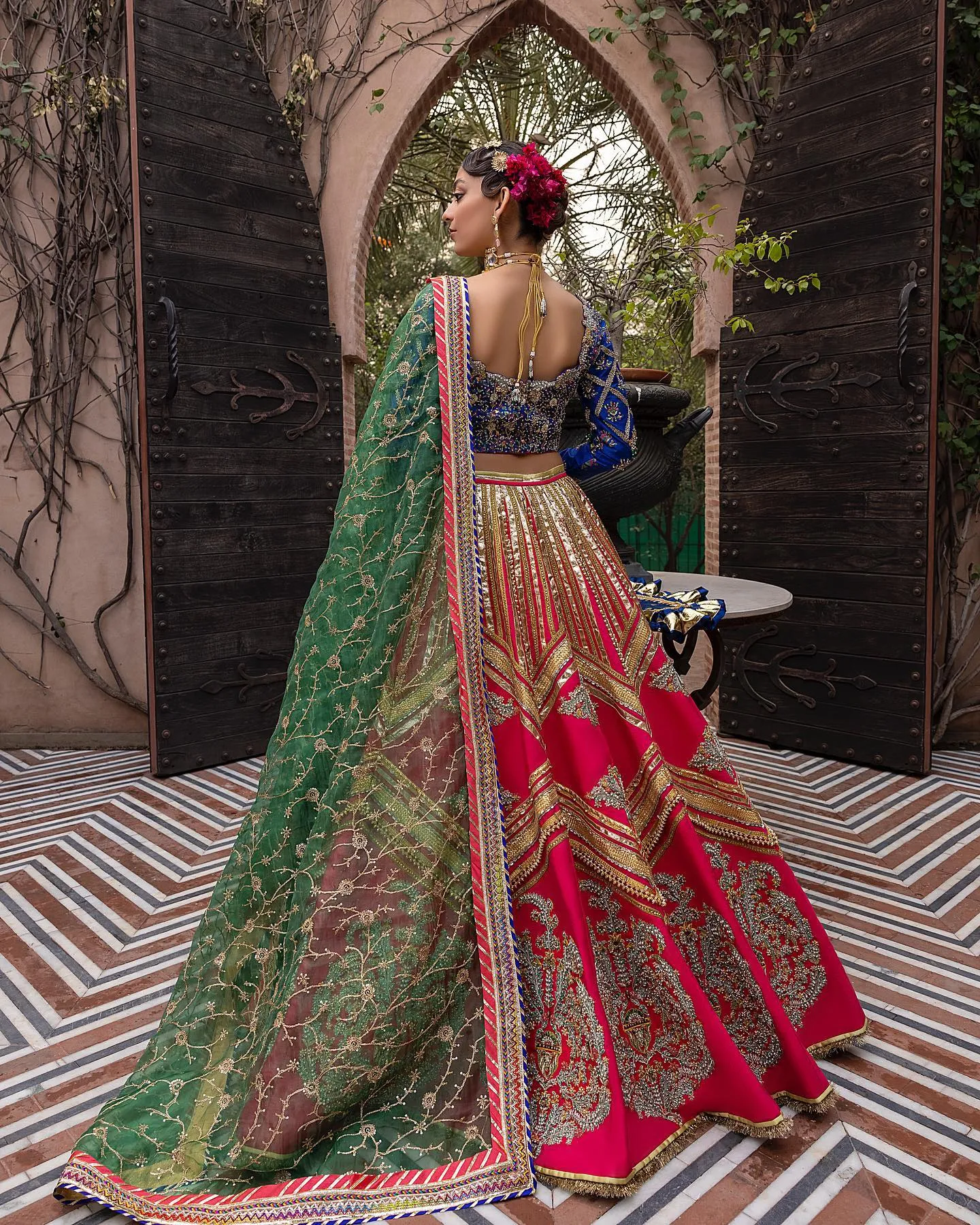Embellished Pink Garchola Lehenga Choli Dress #BN1274