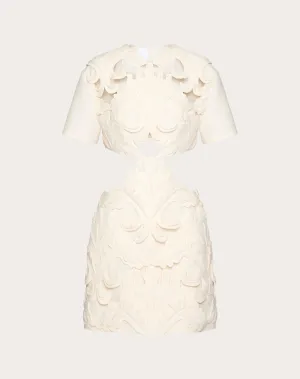 Embroidered Crepe Couture Short Dress