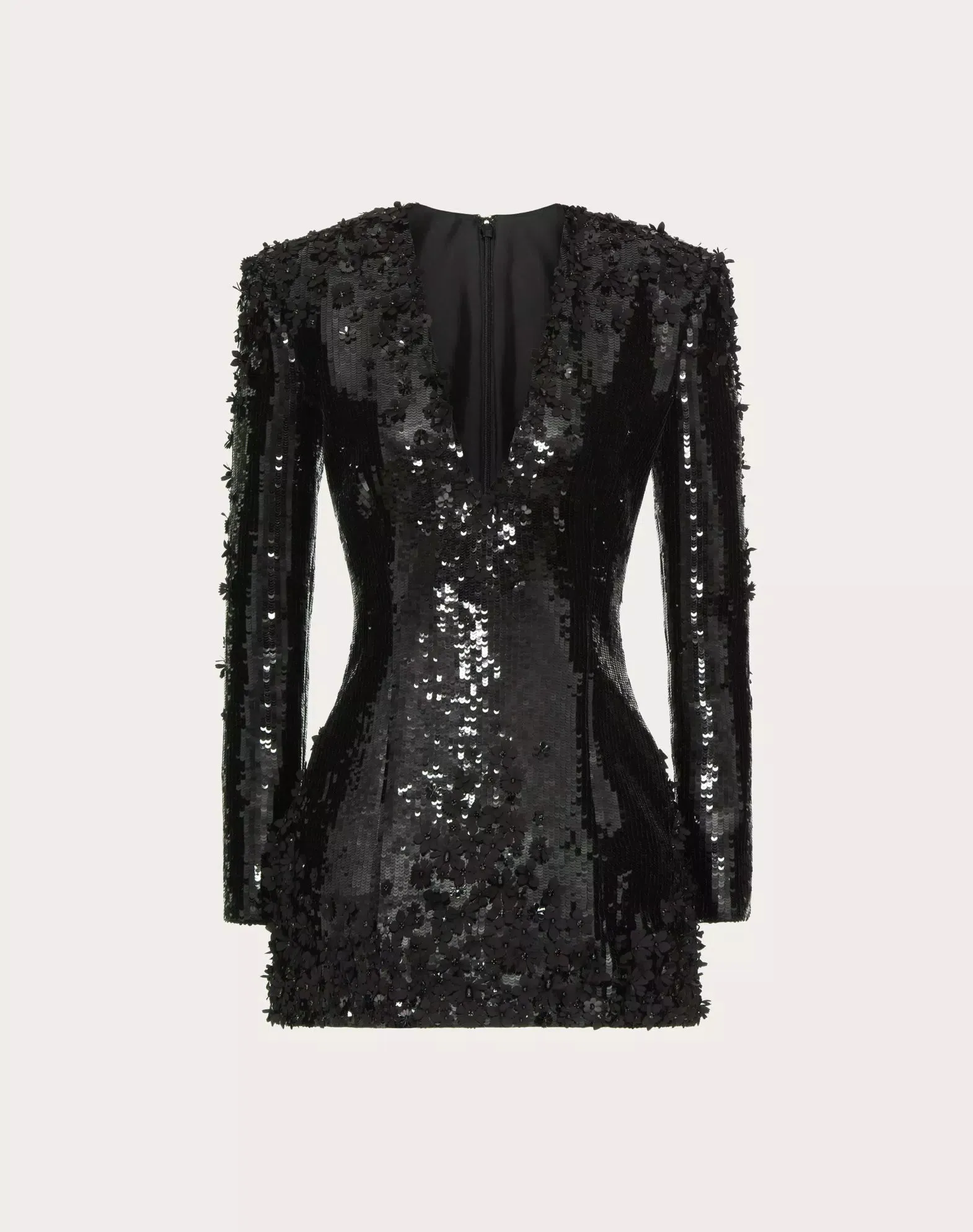 Embroidered Crepe Couture Short Dress