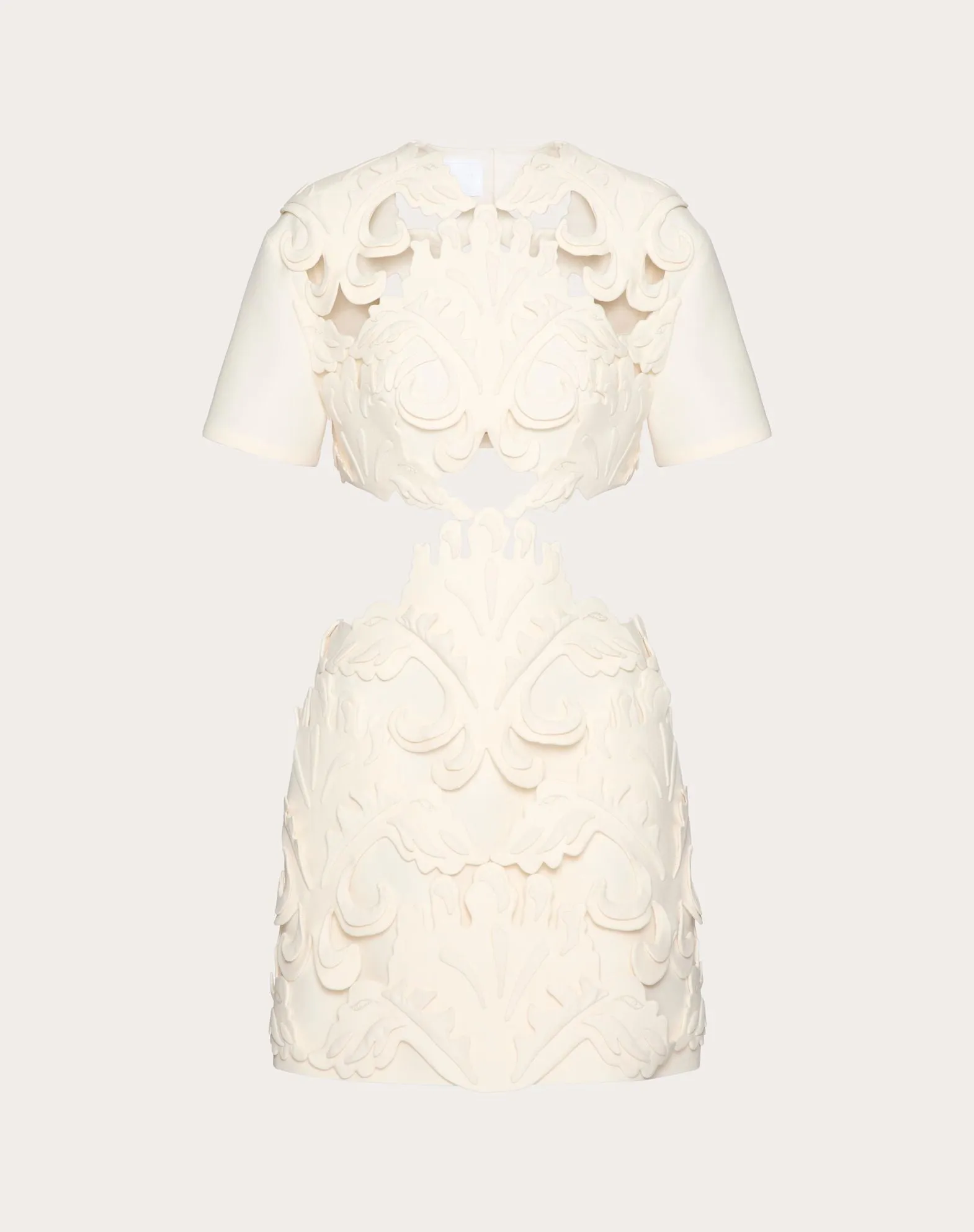 Embroidered Crepe Couture Short Dress