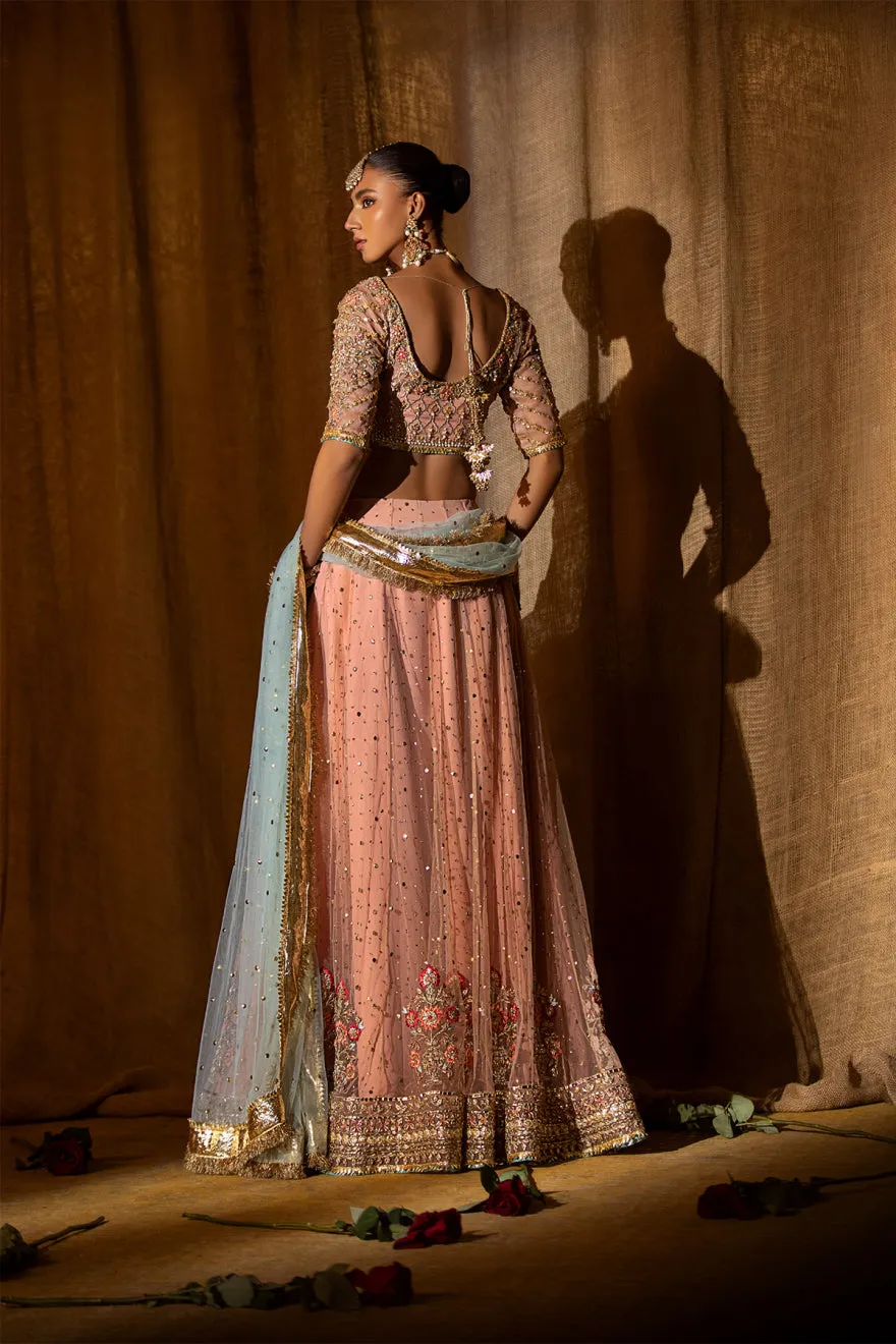 Embroidered Raw Silk Lehenga Choli Pakistani Wedding Dress