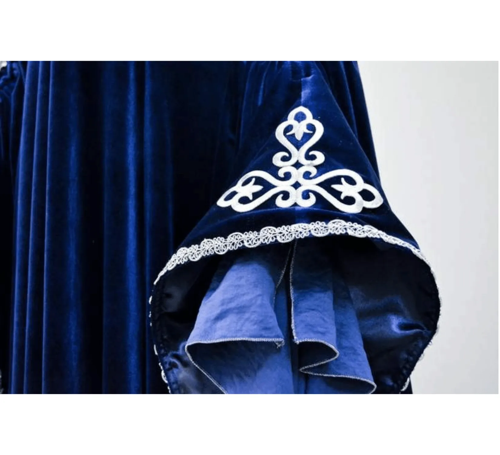 Fantasy elven midnight blue Velvet dress with metal plates