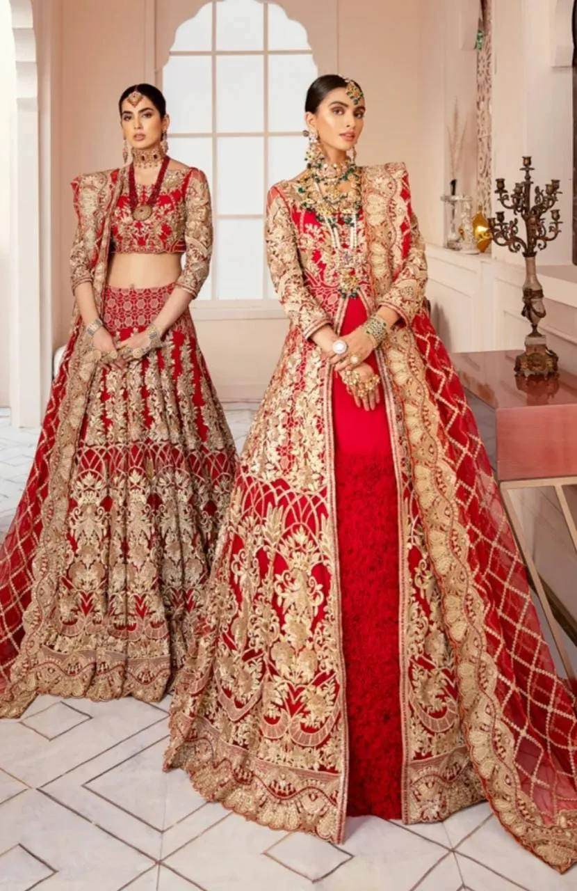 Festive Red Net Lehnga with Choli #Y6139