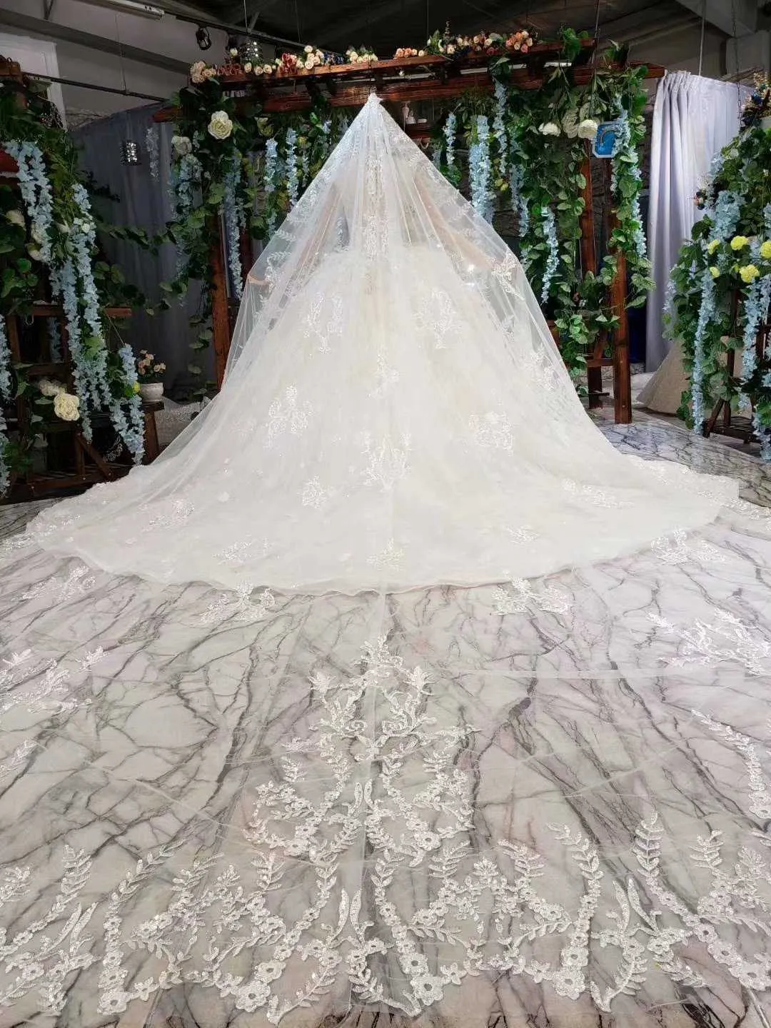 Flower Beaded Sequin Wedding Dress