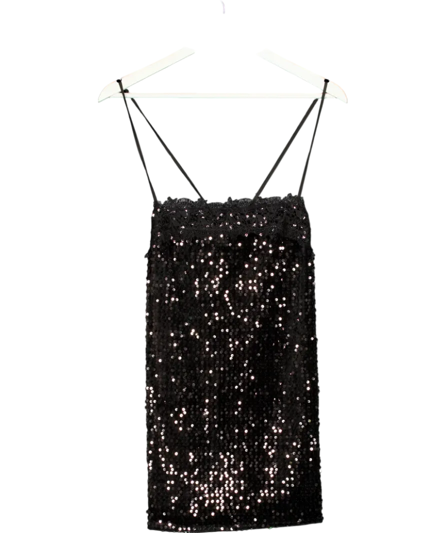 Free People Black Sequin Mini Dress UK 6