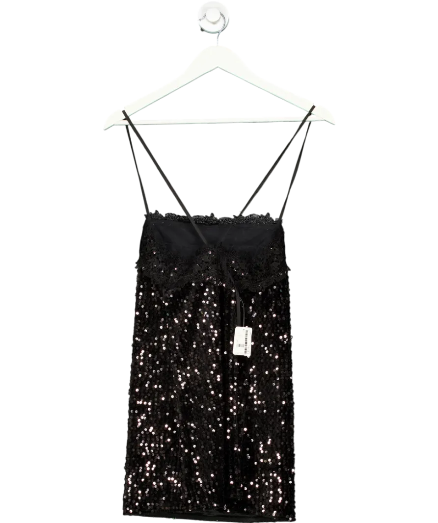 Free People Black Sequin Mini Dress UK 6
