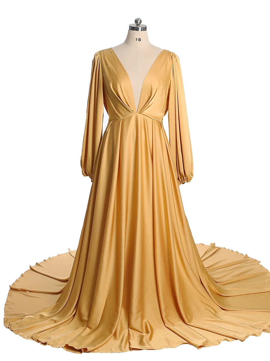 Full Sleeves Maternity Dress for Photoshoot Boho Maternity Gown Baby Shower  YEWEN Plus Size YW220528