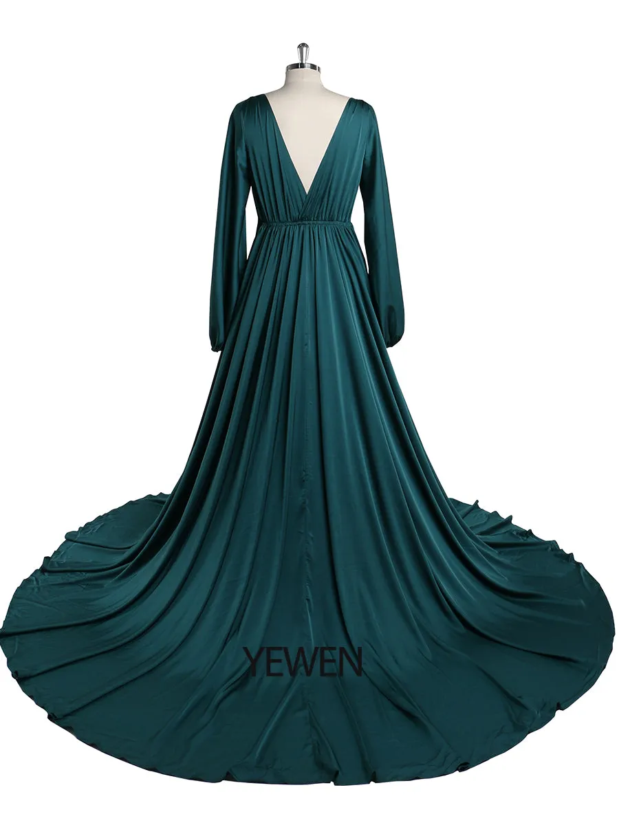 Full Sleeves Maternity Dress for Photoshoot Boho Maternity Gown Baby Shower  YEWEN Plus Size YW220528