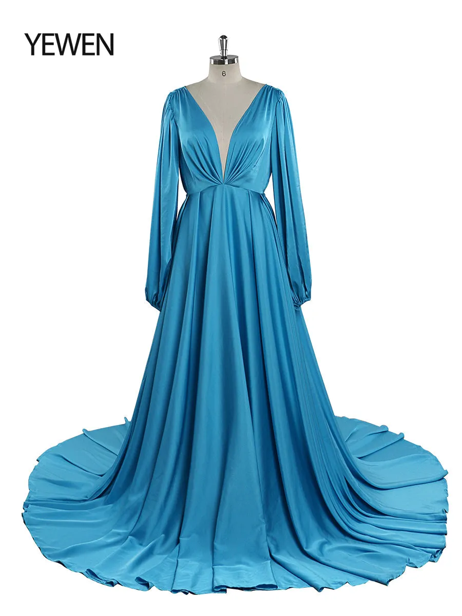 Full Sleeves Maternity Dress for Photoshoot Boho Maternity Gown Baby Shower  YEWEN Plus Size YW220528