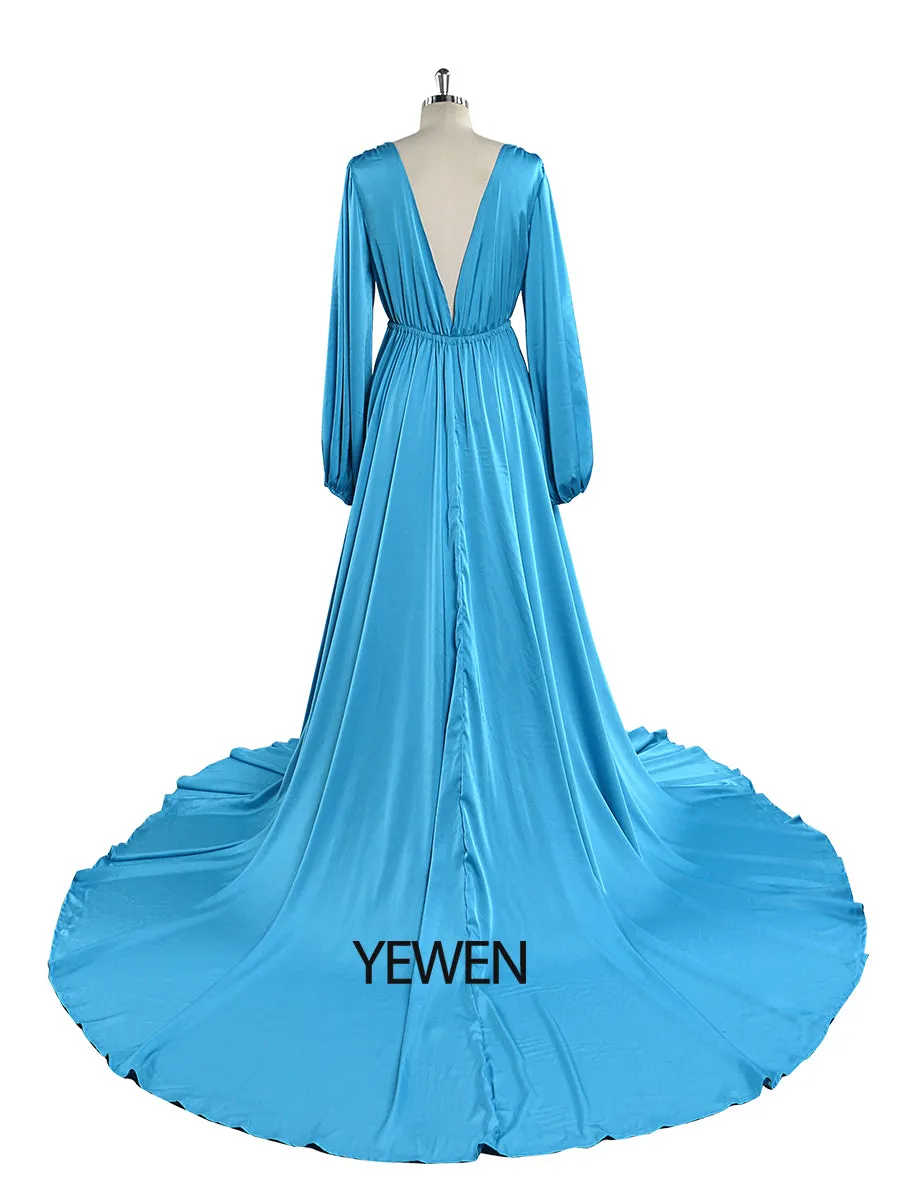 Full Sleeves Maternity Dress for Photoshoot Boho Maternity Gown Baby Shower  YEWEN Plus Size YW220528