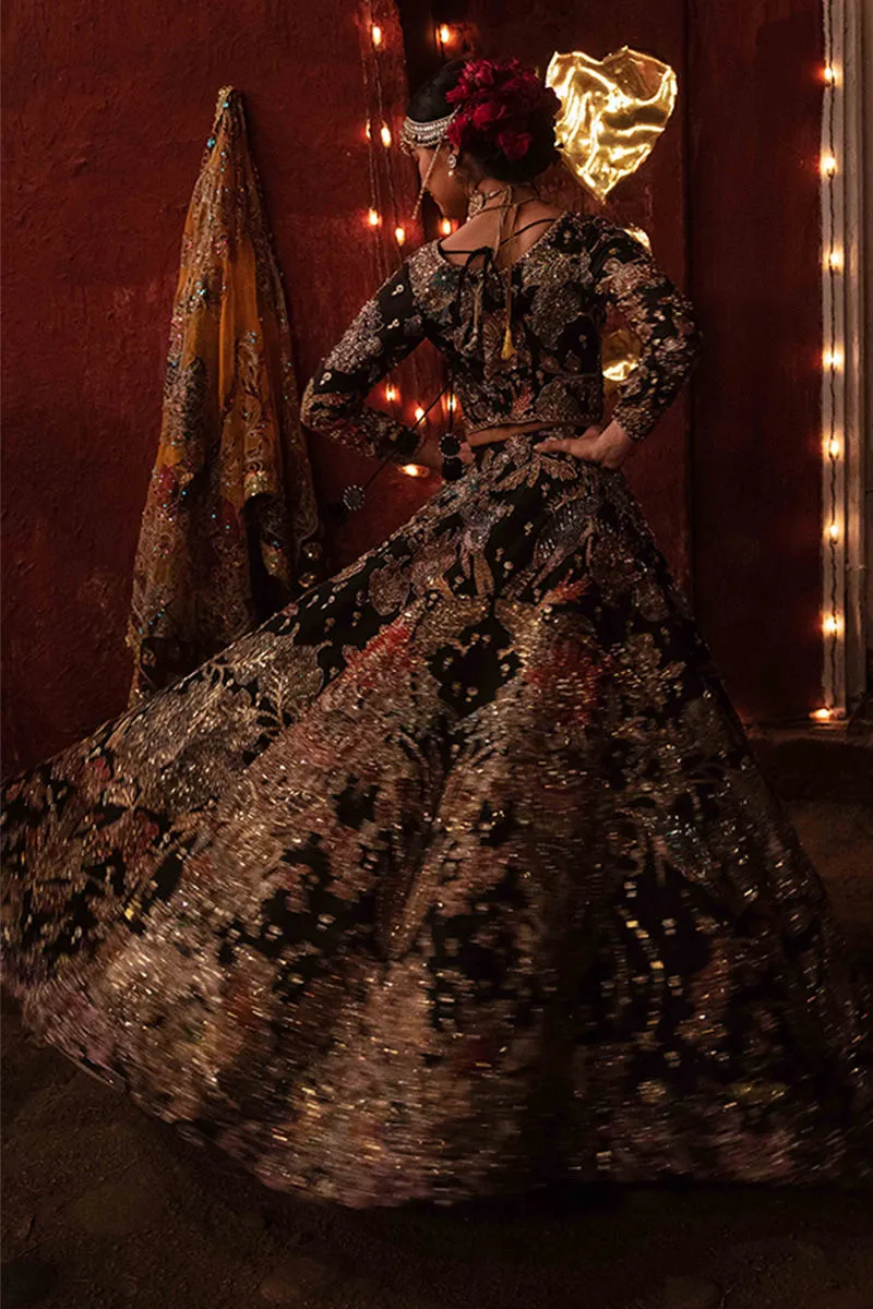Golden Black Lehenga Choli for Pakistani Bridal Dresses