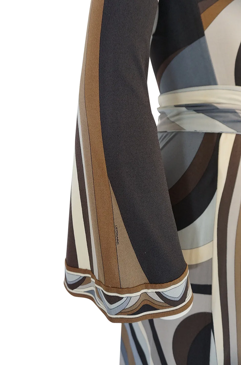 Gorgeous 1970s Leonard Swirling Print Silk Jersey Maxi Dress