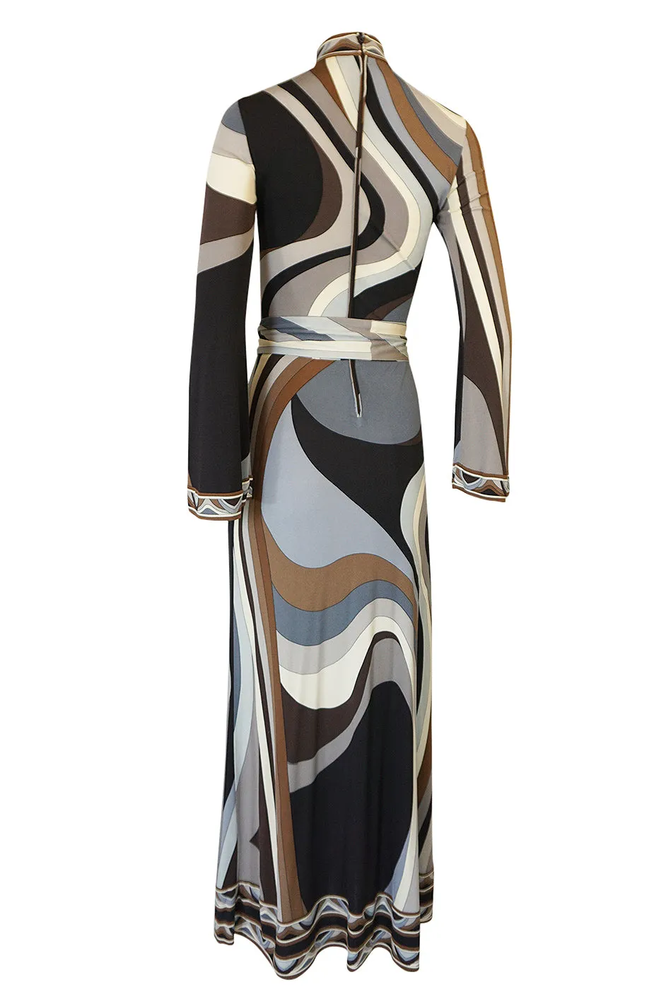 Gorgeous 1970s Leonard Swirling Print Silk Jersey Maxi Dress