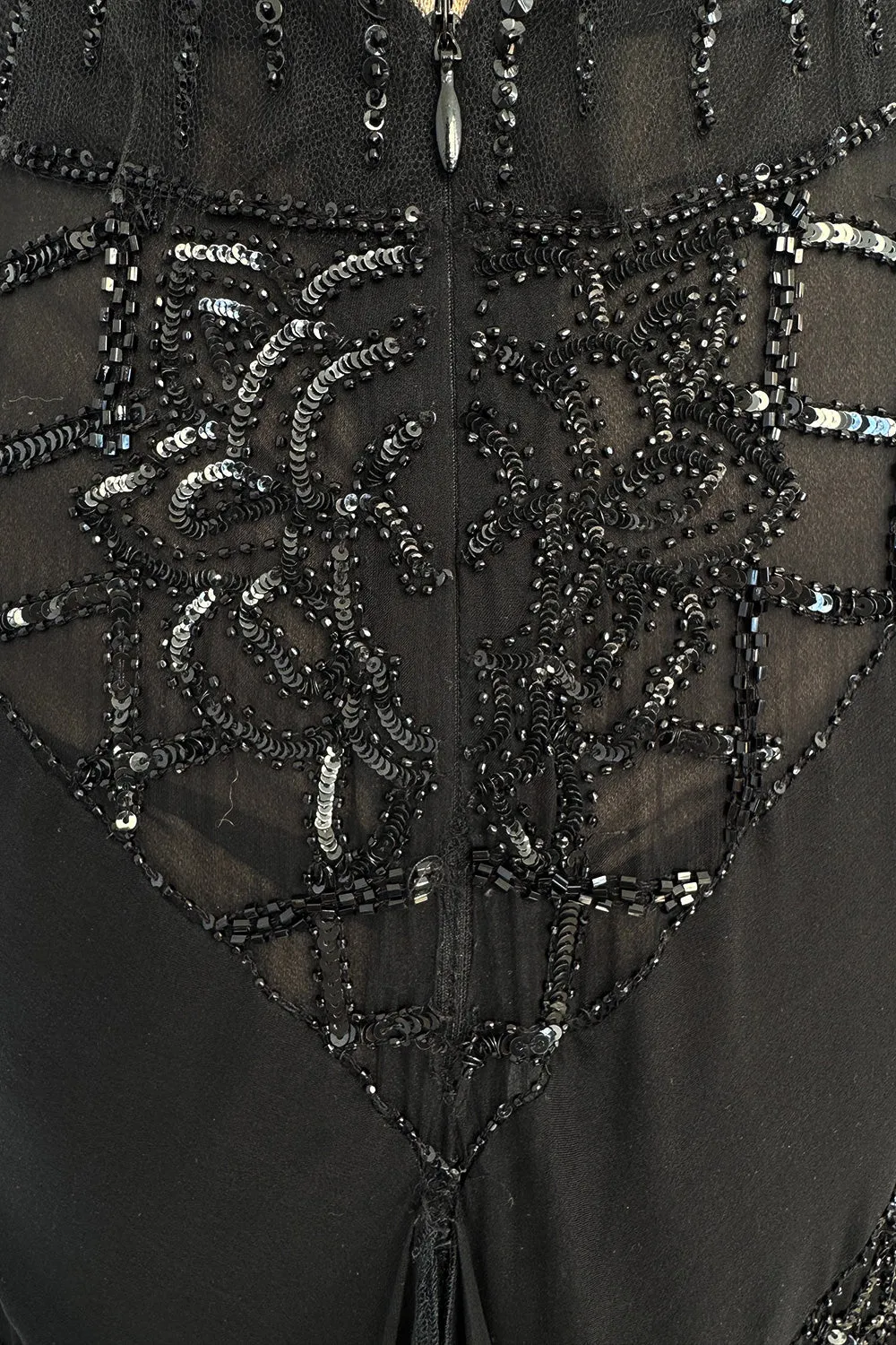 Gorgeous Fall 2003 Valentino Densely Beaded Bias Cut Black Silk Chiffon Dress