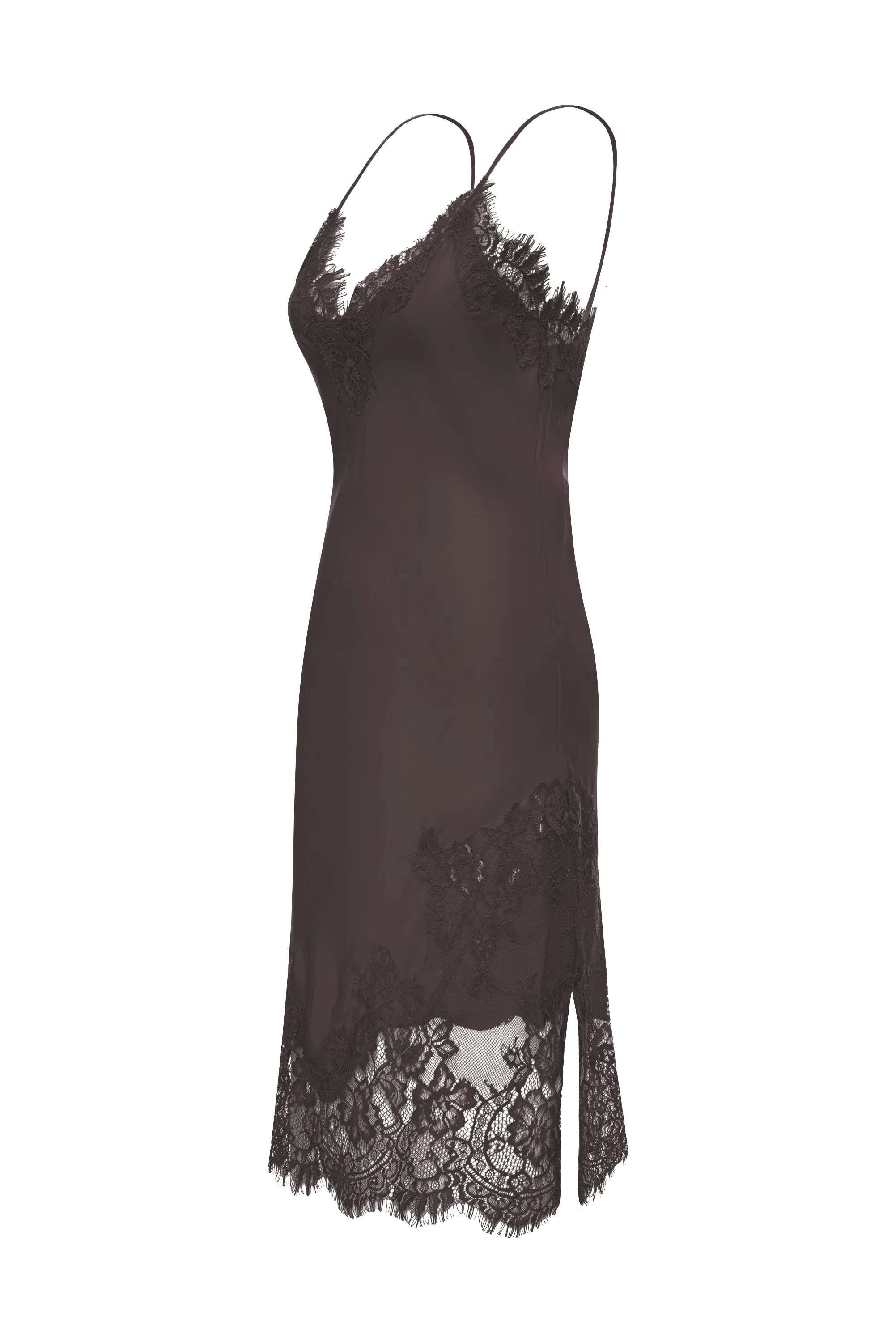 Grace Lace Silk Dress Fudge