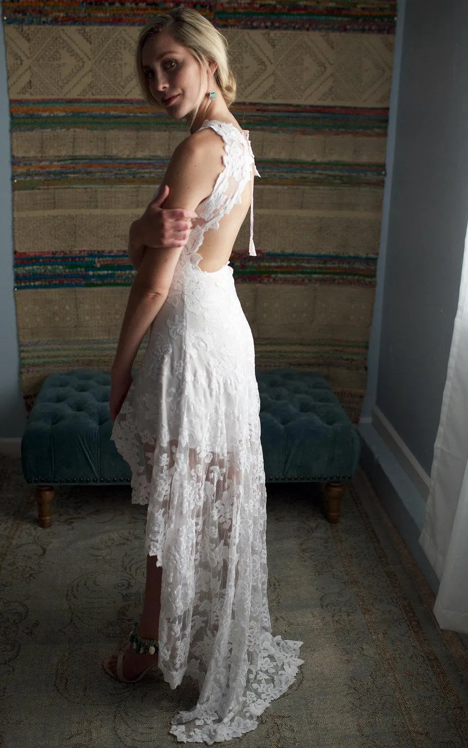 Hi-Low Lace Open-Back French Dress-712189
