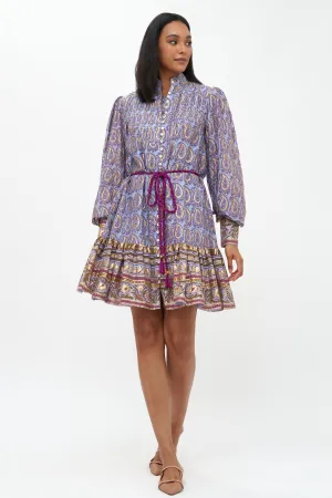 High Neck Button Mini- Buta Periwinkle