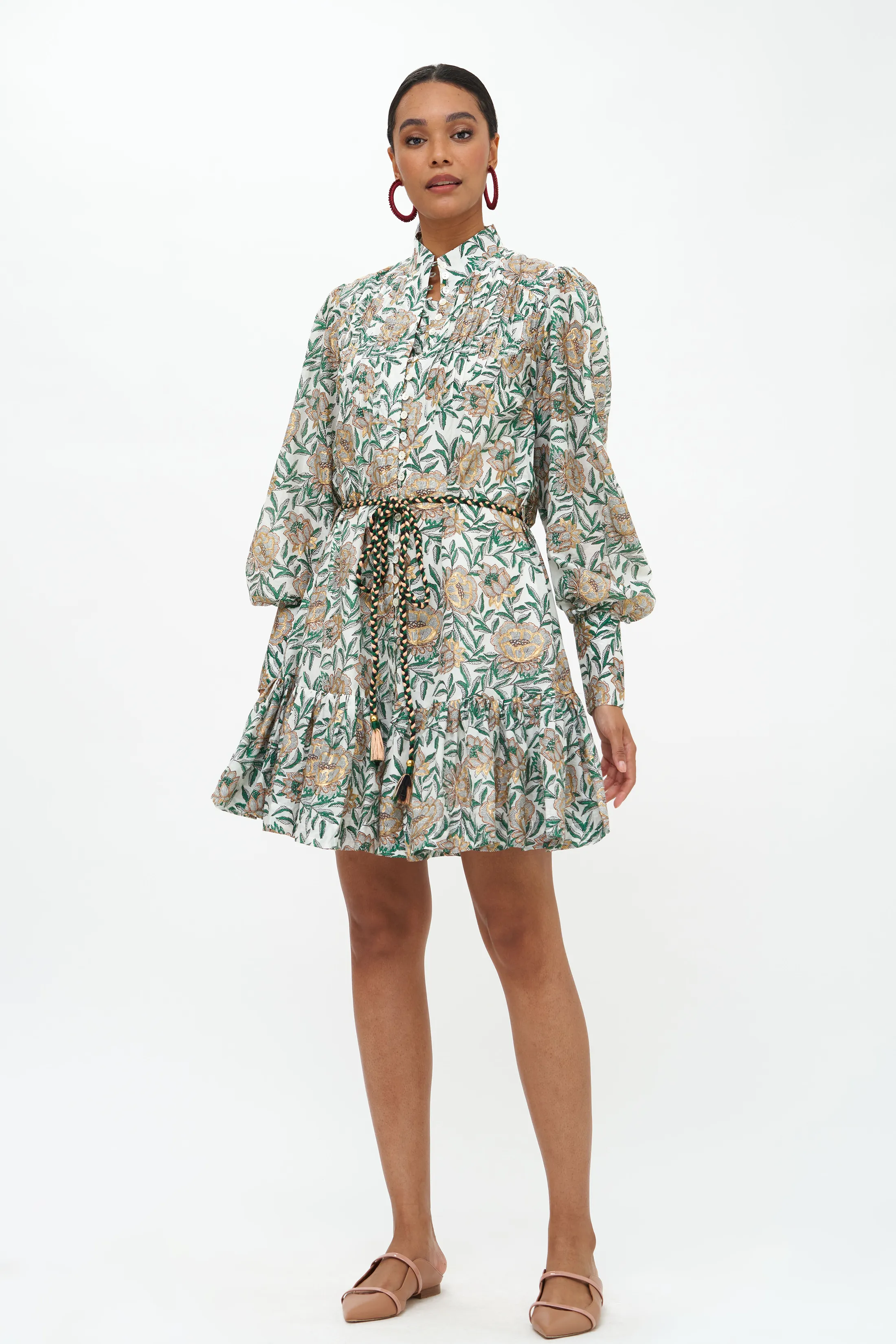 High Neck Button Mini- Hedera Green