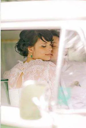 High Neck Lace Long Sleeve Knee-Length Wedding Dress-714900