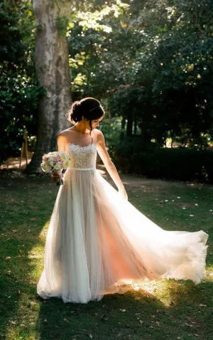 Illusion Neckline Tullle and Lace Wedding Dress-712135