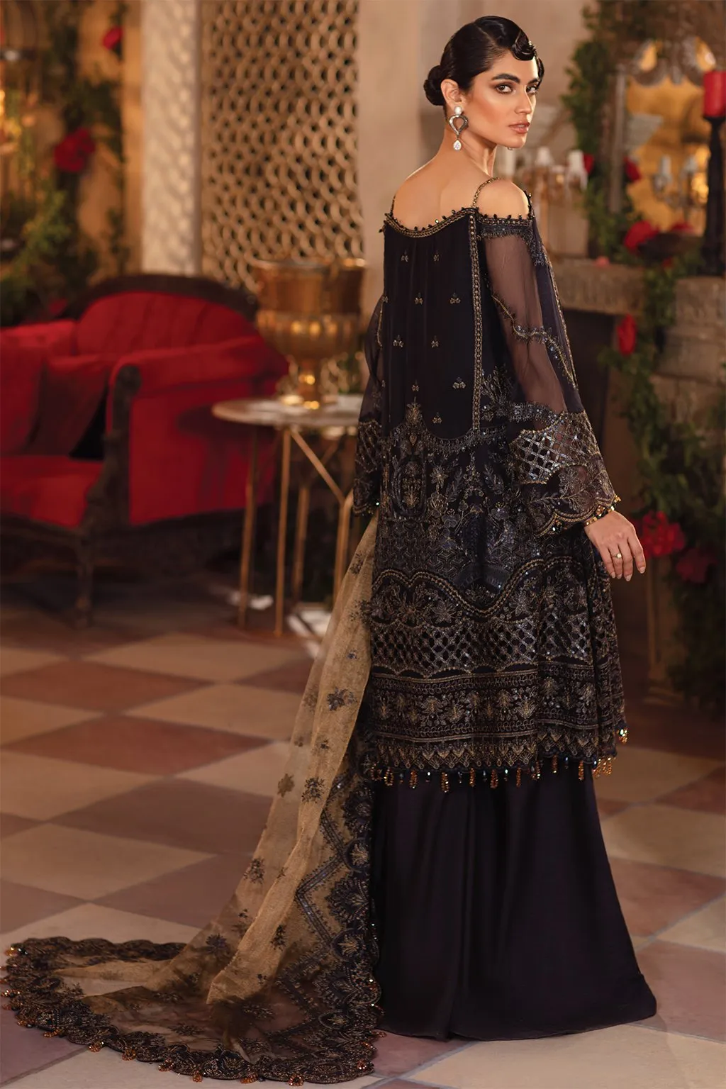 IMC-05 BLUE BLOOD- 3PC |  Iznik Meraki Luxury Chiffon Collection 2021 | Unstitched Embroidered Luxury Chiffon Suits