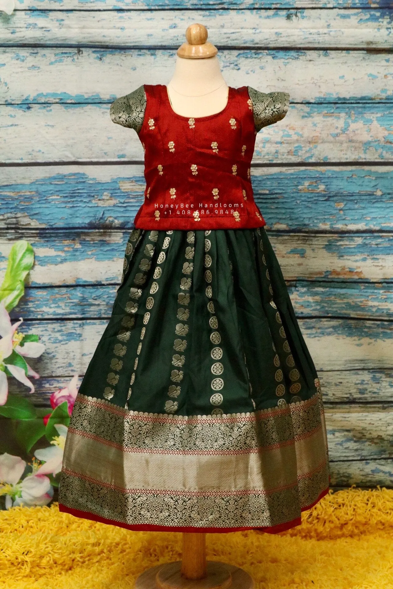 Indian kids girls pavada | Kids lehenga | girls lehenga | new born pavada | Pattu langa | red lehenga | blue blouse | Nihira