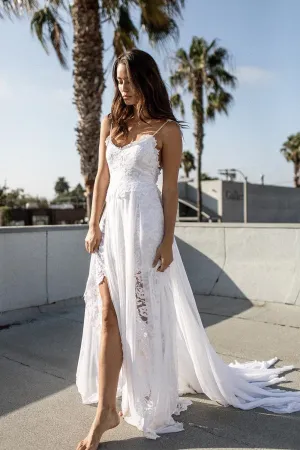 Lace and Chiffon Beach Wedding Dress 2020