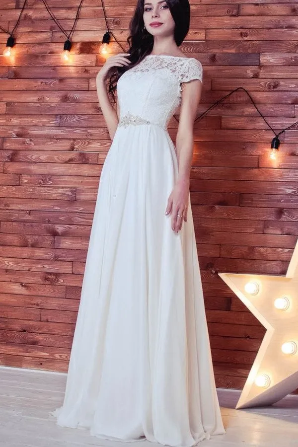 Lace Bodice Chiffon Bridal Dresses for 2021 Summer