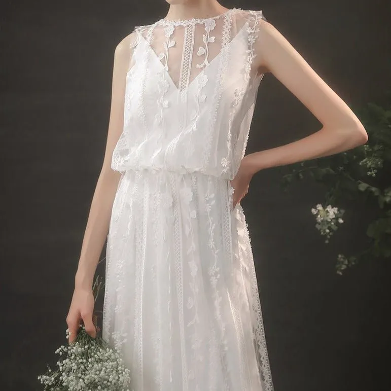 Lace Satin 2 Piece Wedding Dress