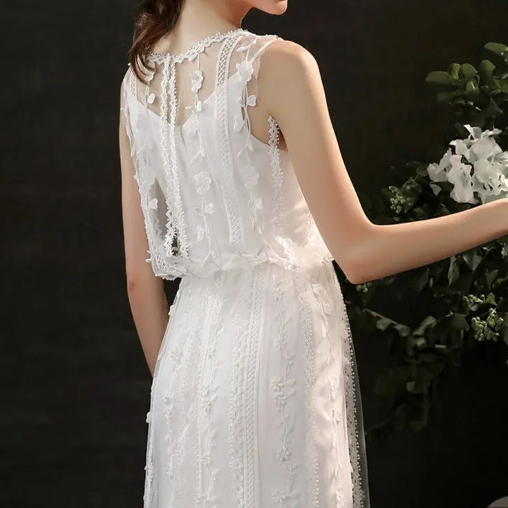 Lace Satin 2 Piece Wedding Dress