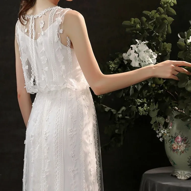 Lace Satin 2 Piece Wedding Dress