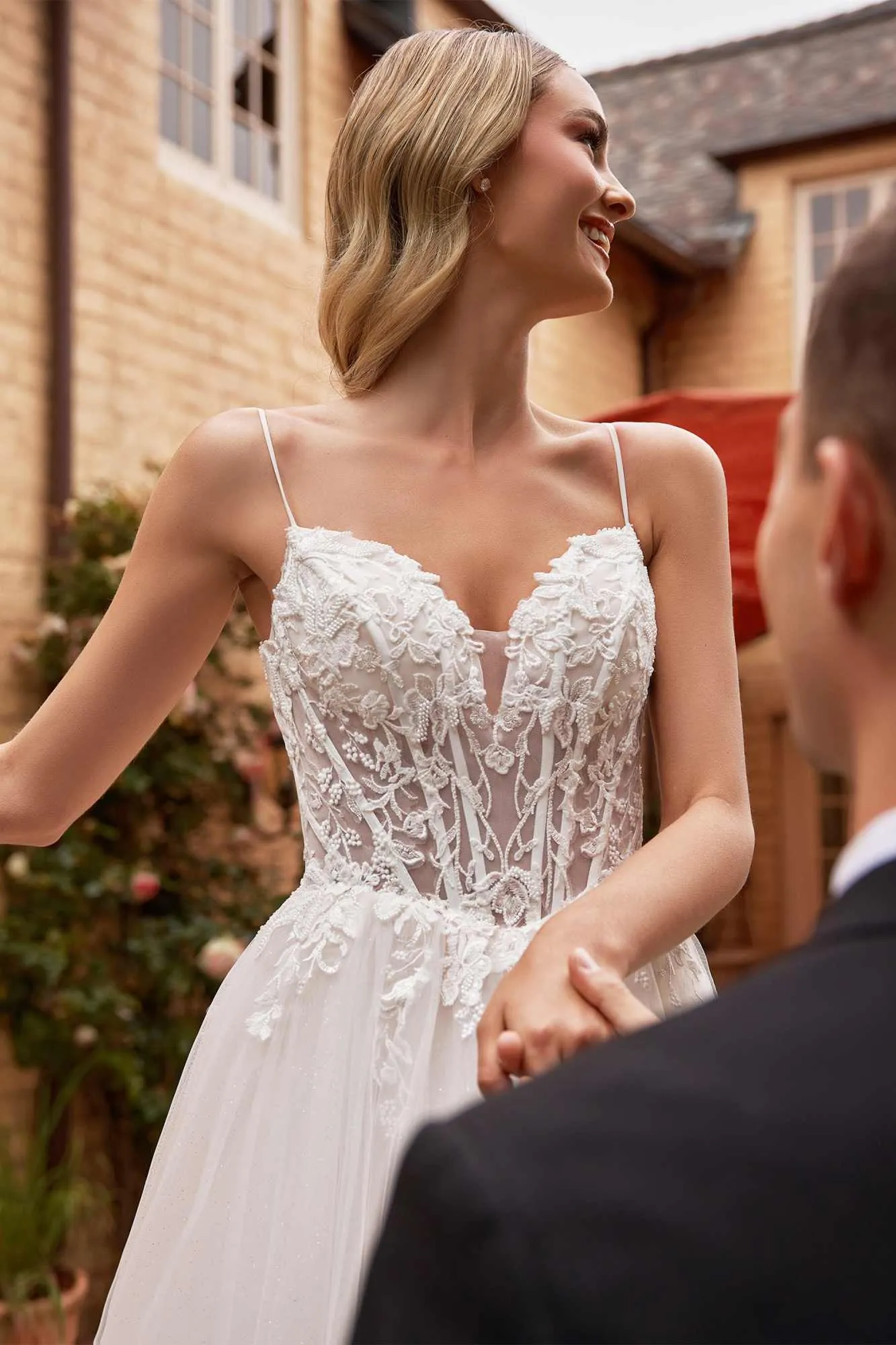 Ladivine CD854W Floor Length Lace and Tulle A-Line Wedding Gown