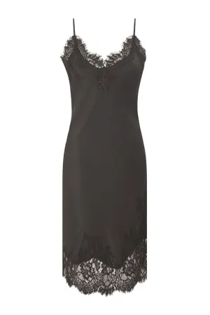 LAST PIECES - Grace Lace Silk Dress Dark Grey
