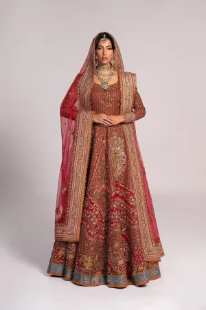 Lehenga Choli and Dupatta Bridal Wedding Dress in Red