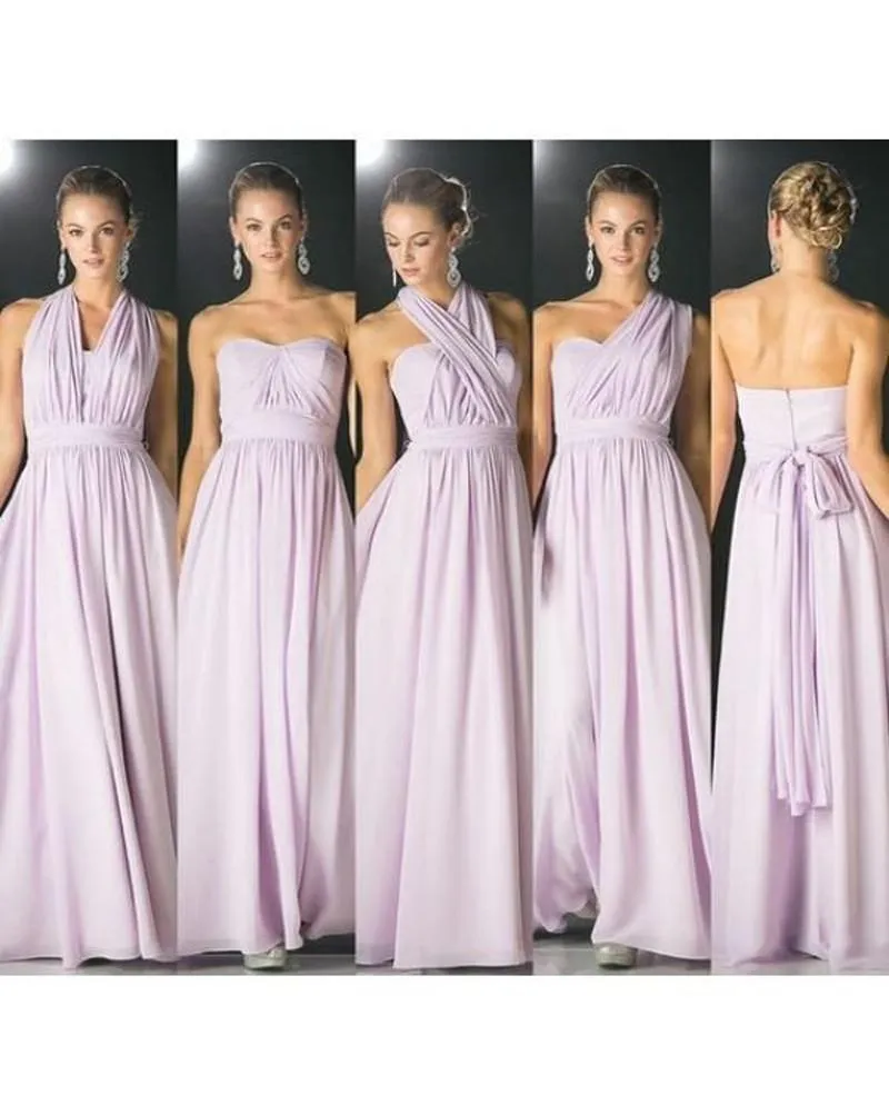 Lilac Chiffon Mismatched Long Bridesmaid Dresses, Convertible Bridesmaid Dress, MB171