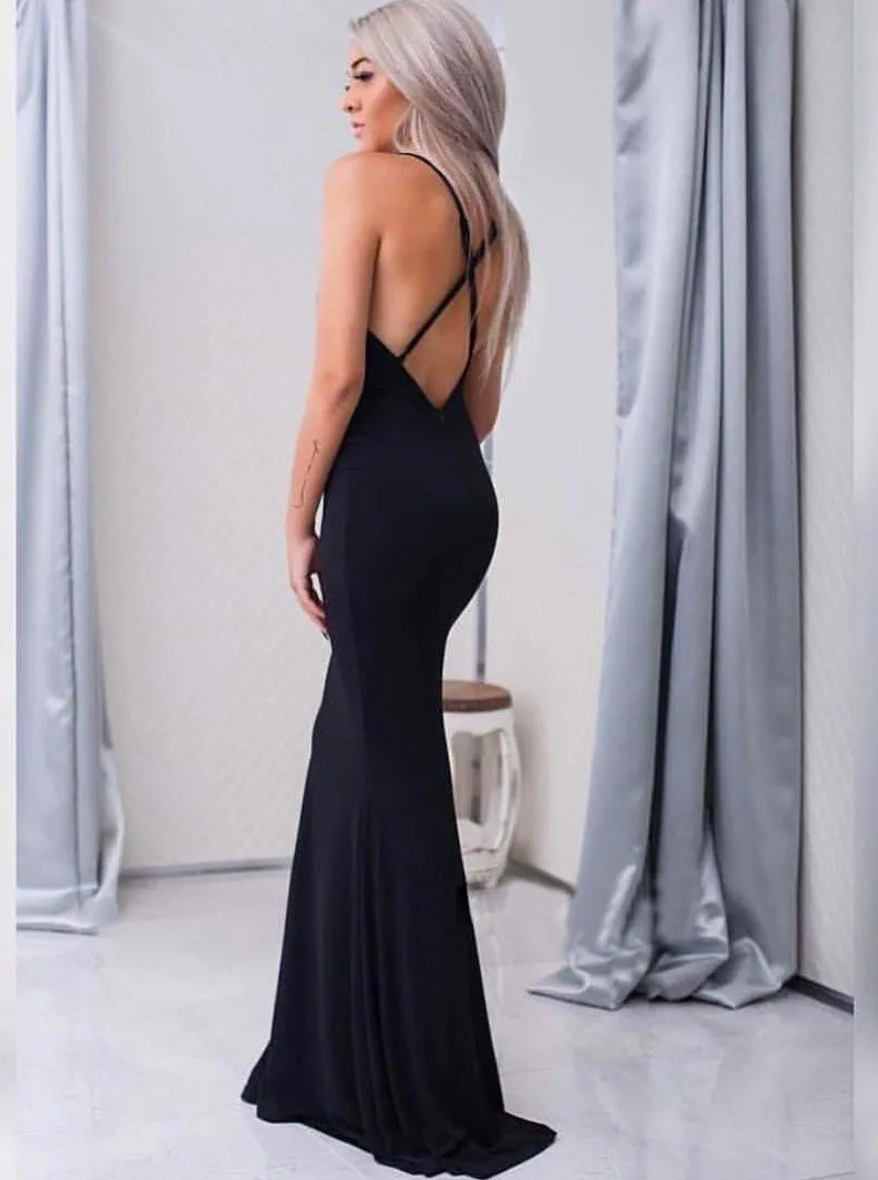 Long Prom Dress, V-Neck Prom Dress, Jersey Prom Dress, Mermaid Prom Dress, Sexy Prom Dress, Backless Prom Dress, Party Dresses, Evening Dresses, LB0717