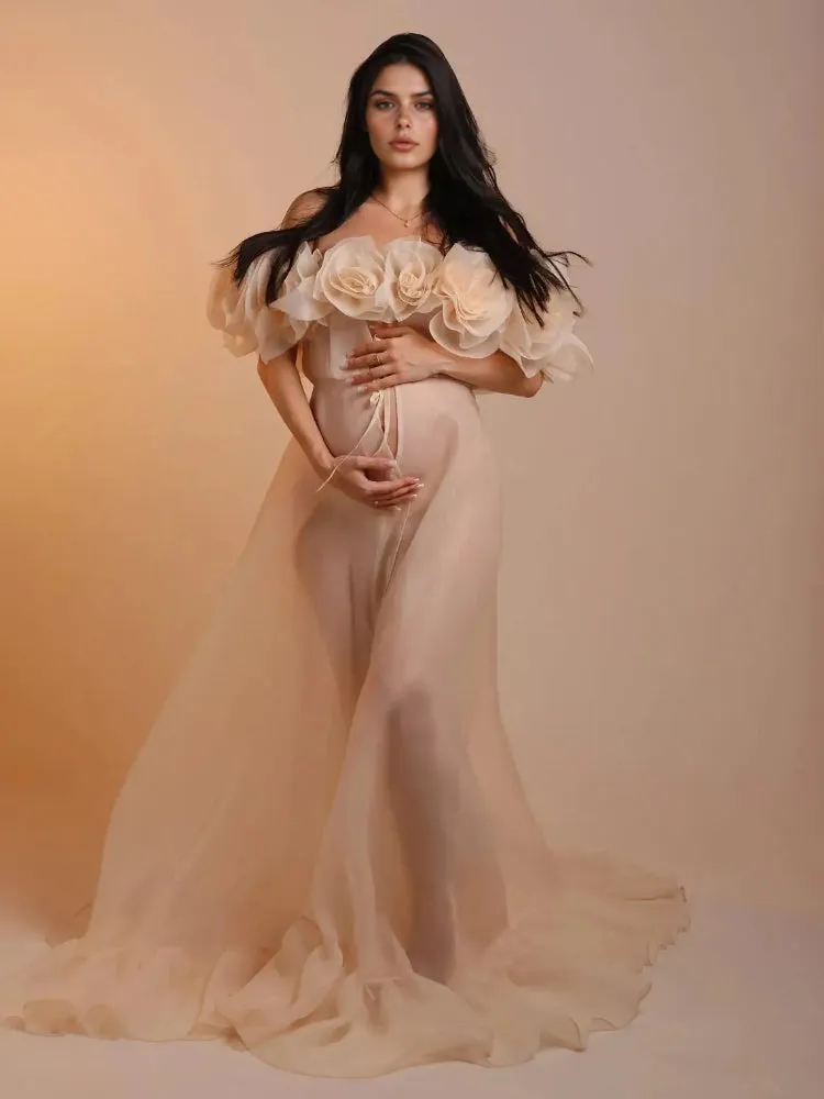 Maternity Dress for Photo Shoot Maternity Gown Organza Pregnancy Dress foir Baby Shower