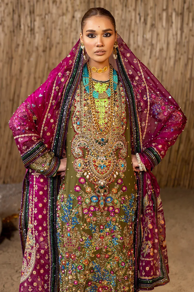 Mehndi Green Silk Salwar Kameez Pakistani Wedding Dresses
