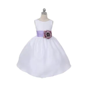 Morgan - Bridal Ivory or White - Heather Sash and Flower