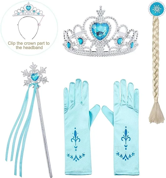 New AmzBarley Ice Princess Elsa Dress for Dress up with Accessories, Sz 3-4 Years!