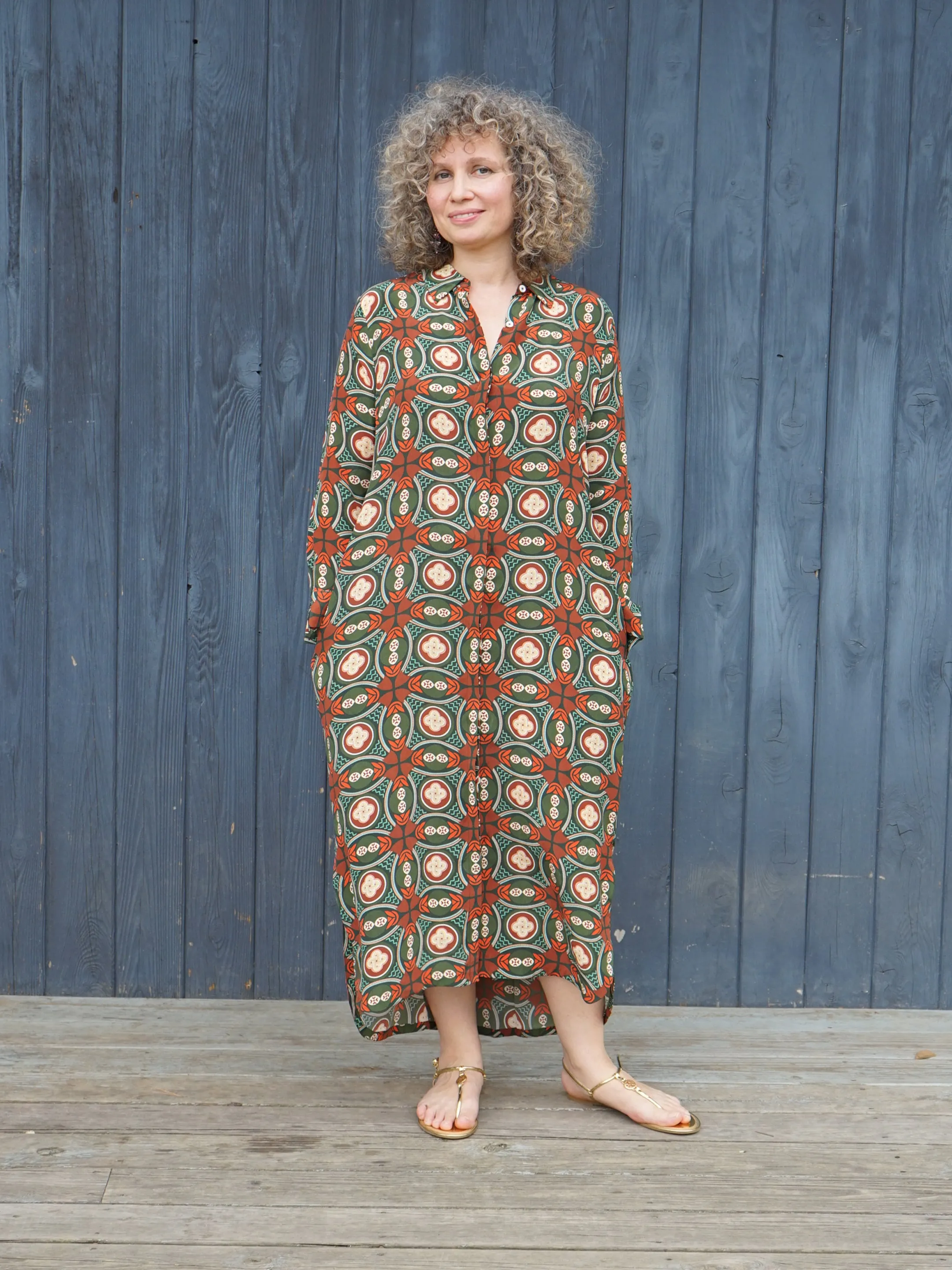 NORAH MOSAIC SILK SHIRTDRESS