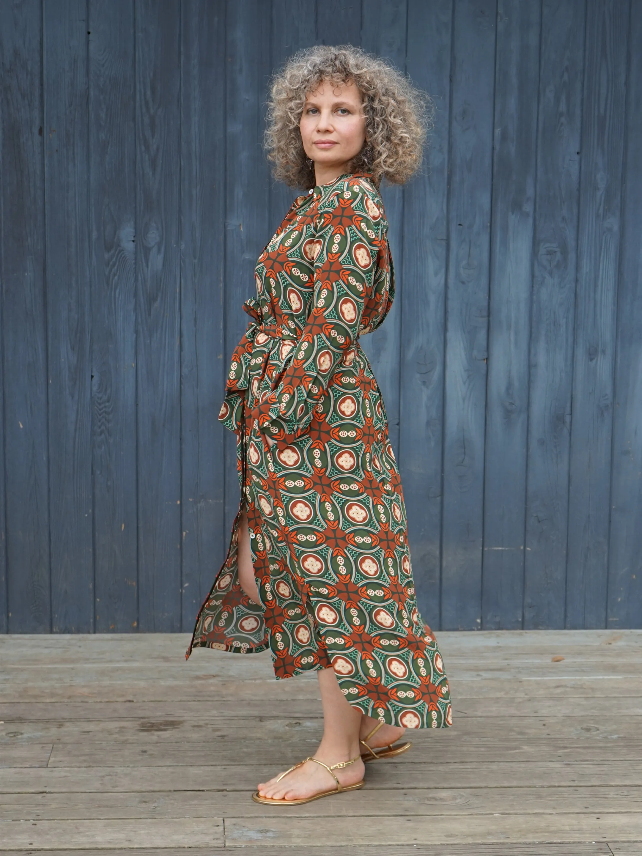 NORAH MOSAIC SILK SHIRTDRESS
