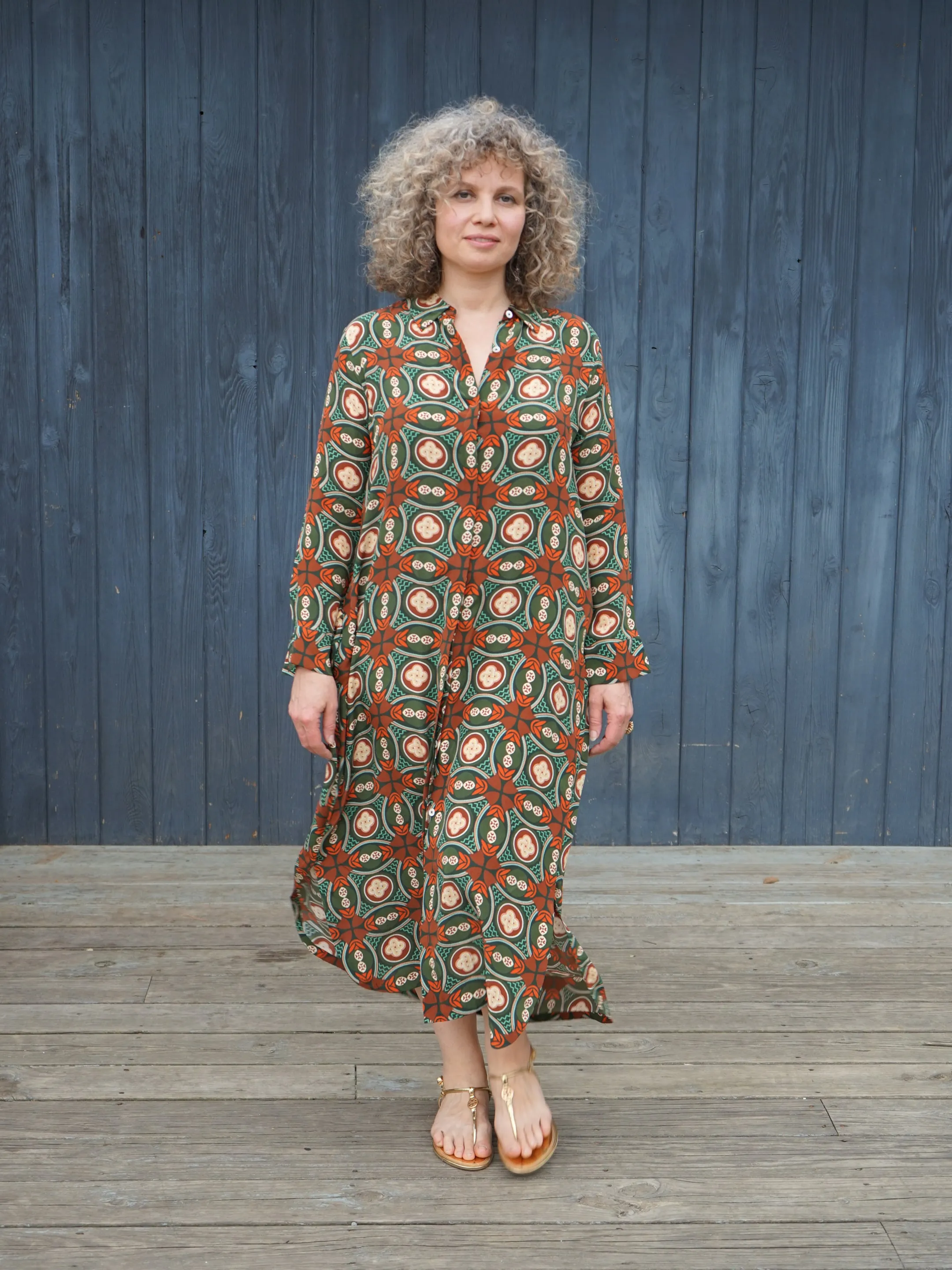 NORAH MOSAIC SILK SHIRTDRESS